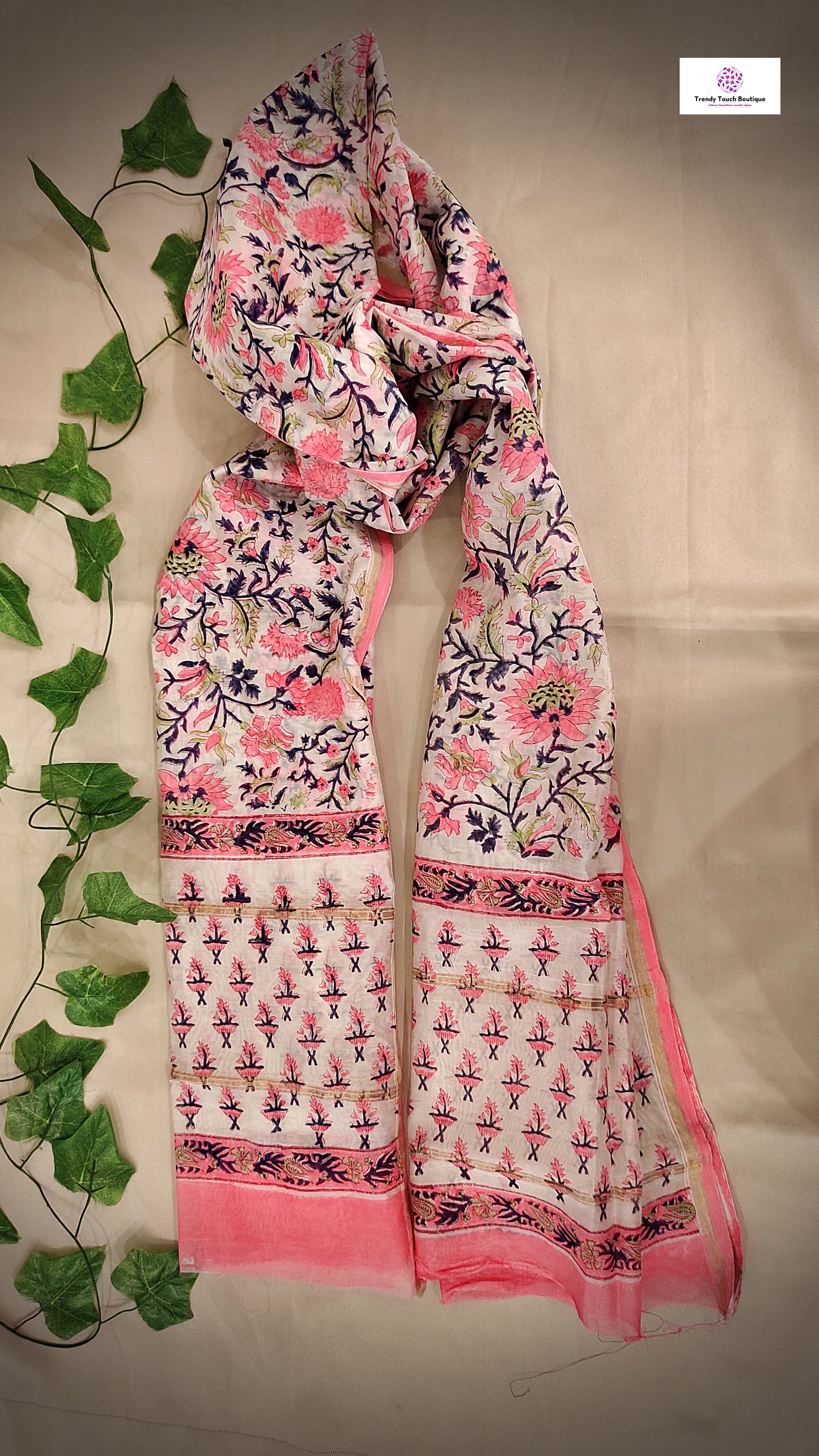 ONLY FOR YOU - HANDBLOCKPRINT - CHANDERI SILK DUPATTA
