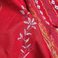 Kantha stitch handembroidered designer red khesh cotton handloom with blouse piece best price