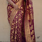 georgette banarasi silk designer saree wedding party celebration marriage function maroon and gold zari handwoven handloom best price with blouse piece