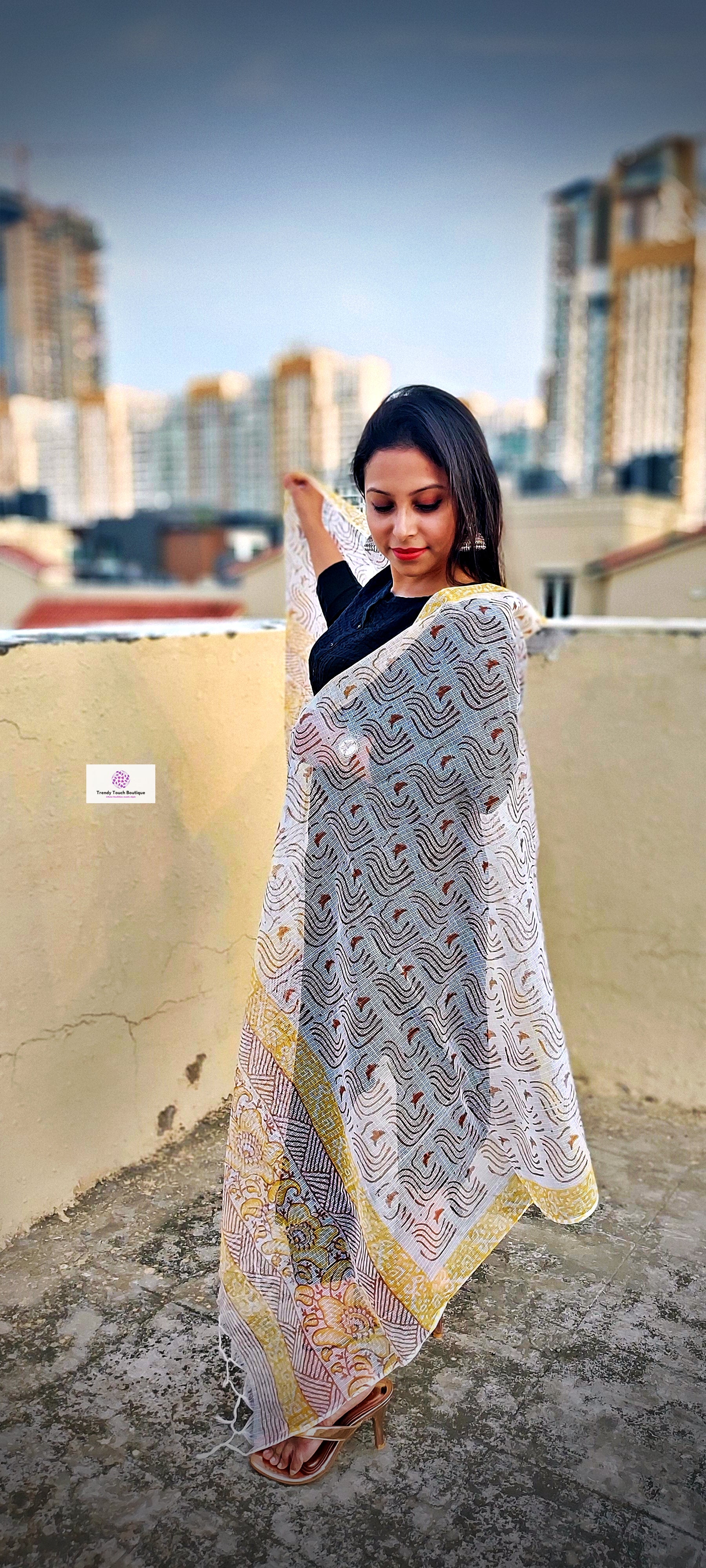 summer wear kota doria handblock print white yellow everyday kurti pairing office wear college best price online holi spring summer sale