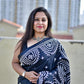 kutch handembroidered designer black blended bangalore silk saree with blouse piece for office and special festive celebration styling best price