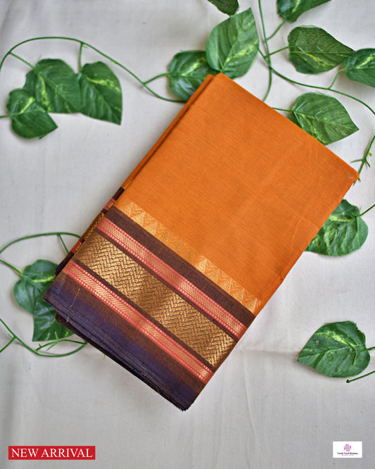 chettinad cotton sarees regular wear orange and brown