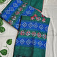 BLUE RIVER - KANTHA STITCH - COTTON HANDLOOM SAREE