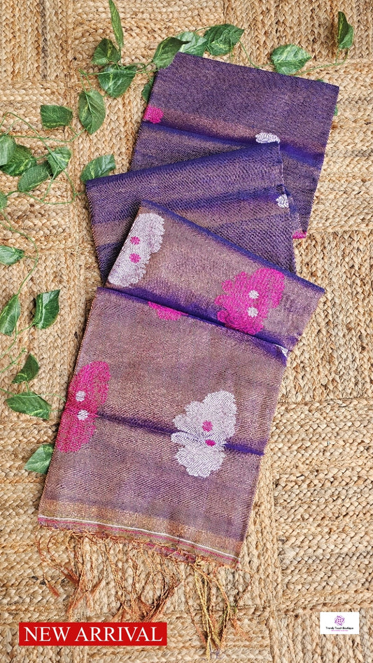 LAVENDAR MIST - TISSUE LINEN JAMDANI HANDLOOM SAREE
