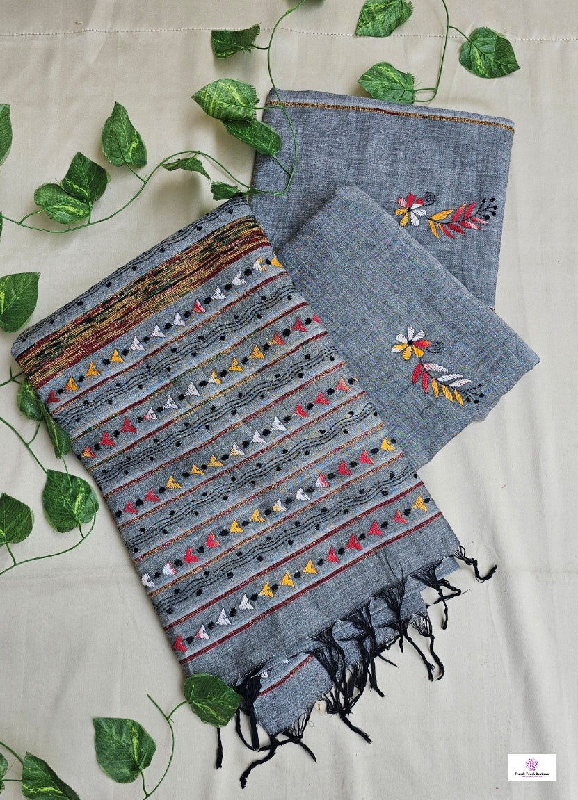 BADAL - KANTHA STITCH - KHESH COTTON SAREE