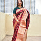 kanjivaram saree maroon copper zari work bridal & wedding functions best price lightweight silk saree with blouse piece