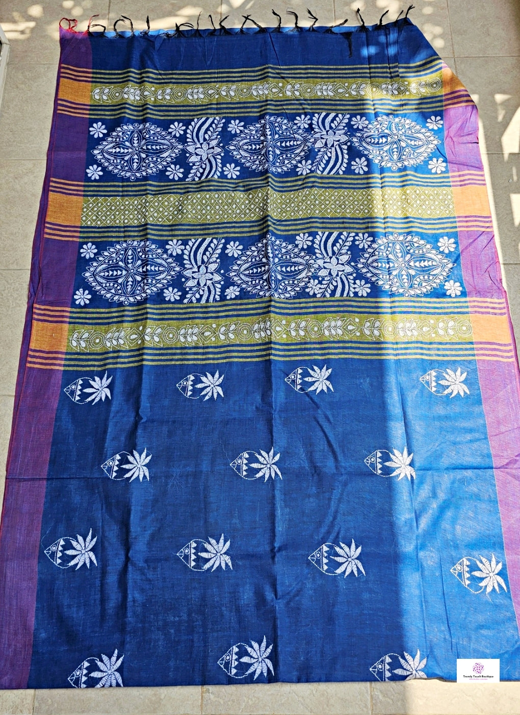SITAARE - KANTHA STITCH - COTTON HANDLOOM SAREE