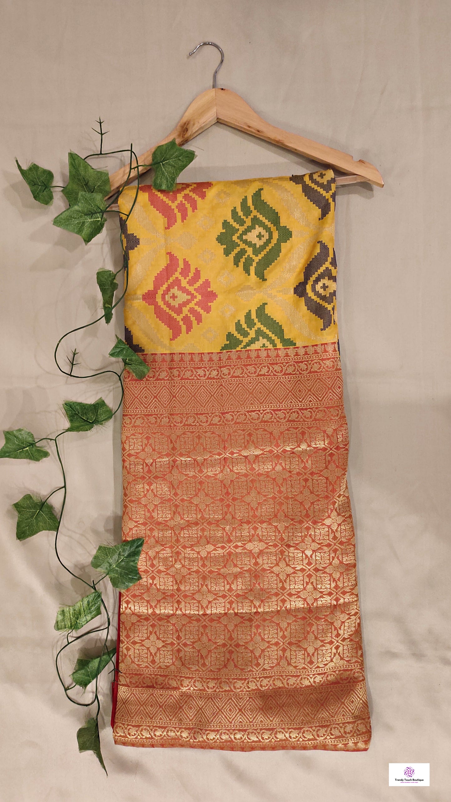 BINODINI - SOFT SILK SAREE (YELLOW & ORANGE & RED)