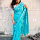 kutch handembroidered linen saree designer office wear and special events in summer