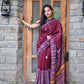 MAROON PLUNGE - KANTHA STITCH - KHESH COTTON SAREE
