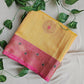 Muga cotton banarasi soft and lightweight puja, wedding and special ocassion casual wear saree yellow and pink with blouse piece best price
