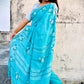 kutch handembroidered linen saree designer office wear and special events in summer
