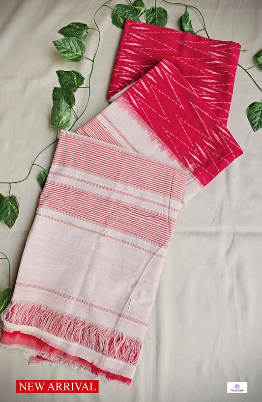 RED MALHAR - POCHAMPALLY COTTON IKKAT - HANDLOOM SAREE