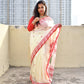 Phulia pure Bengal cotton handloom saree red white green saree for everyday regular wear saraswati puja ceremonies temple wear with blouse piece best price 