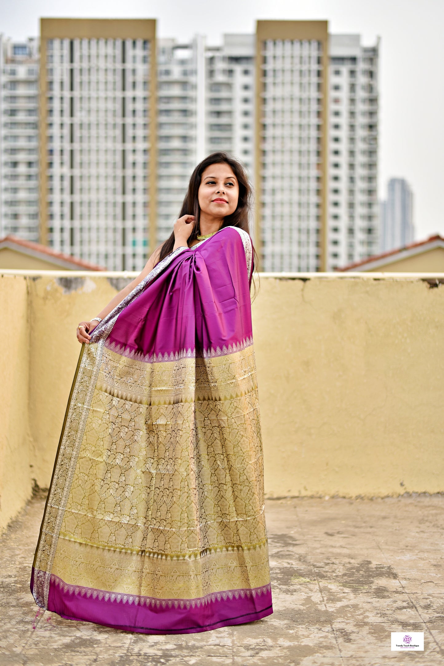SONI - KATAAN SILK (PLUM - SILVER GREEN)