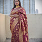 AISHWARYA - HANDLOOM GEORGETTE BANARASI - WINE COLOR