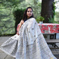 white black kantha work khesh cotton handloom saree for office and festive wear special ocassion with blouse piece and best price