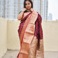 kanjivaram saree maroon copper zari work bridal & wedding functions best price lightweight silk saree with blouse piece