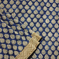handblockprinted blue beige organic mulcotton saree best summer fabric office and causal style best price with blouse piece