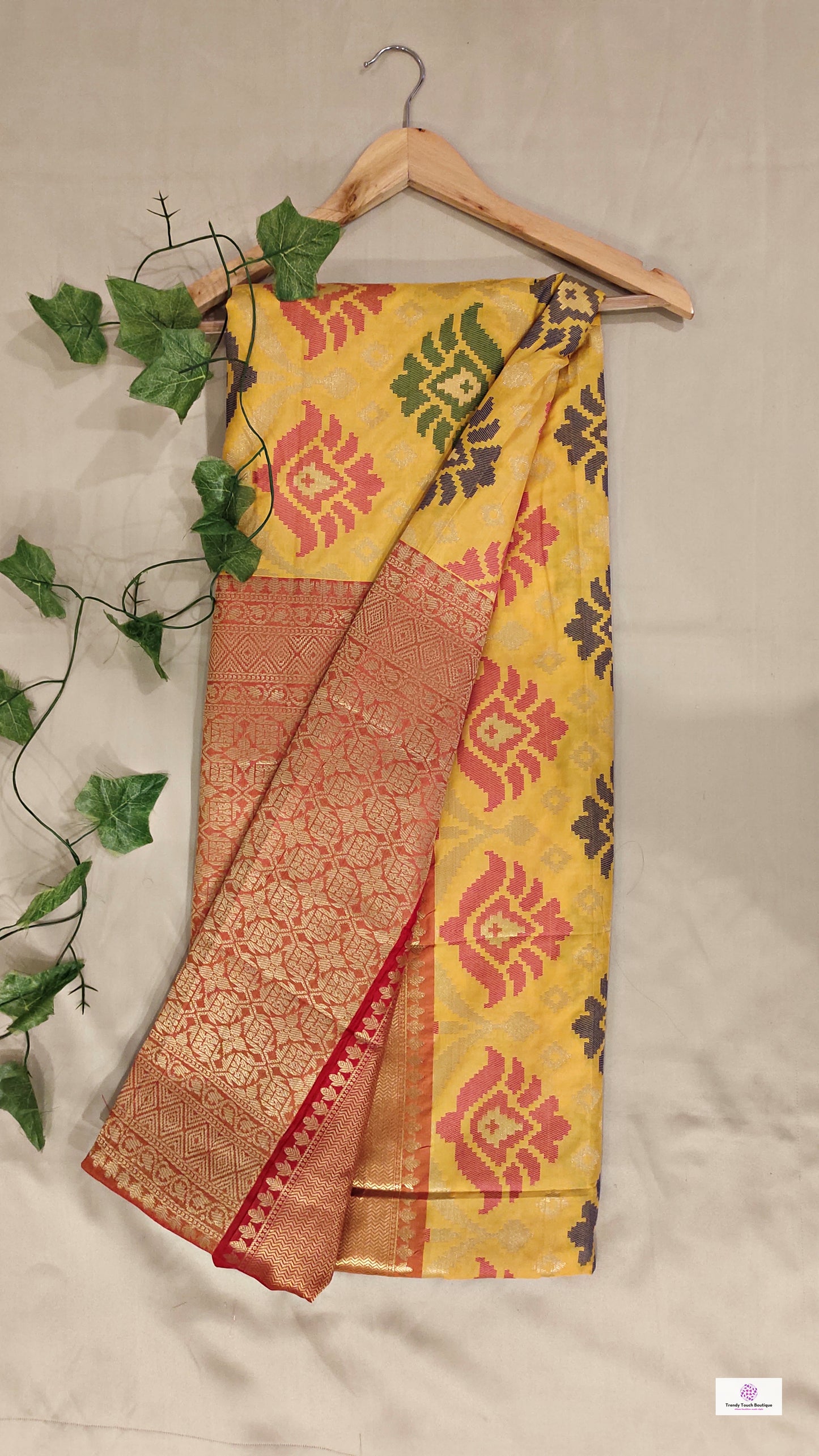 BINODINI - SOFT SILK SAREE (YELLOW & ORANGE & RED)
