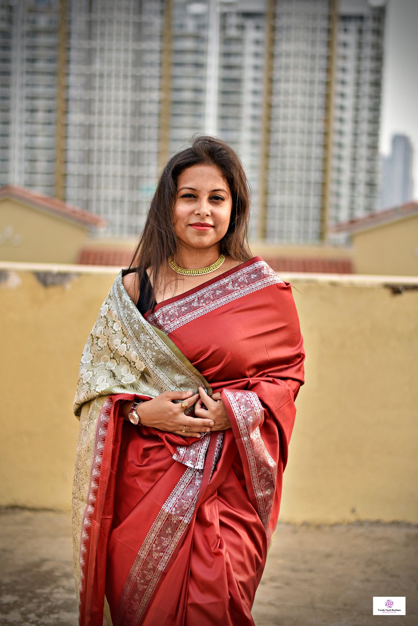 ABIR - KATAAN SILK (BRICK RED - SILVER)