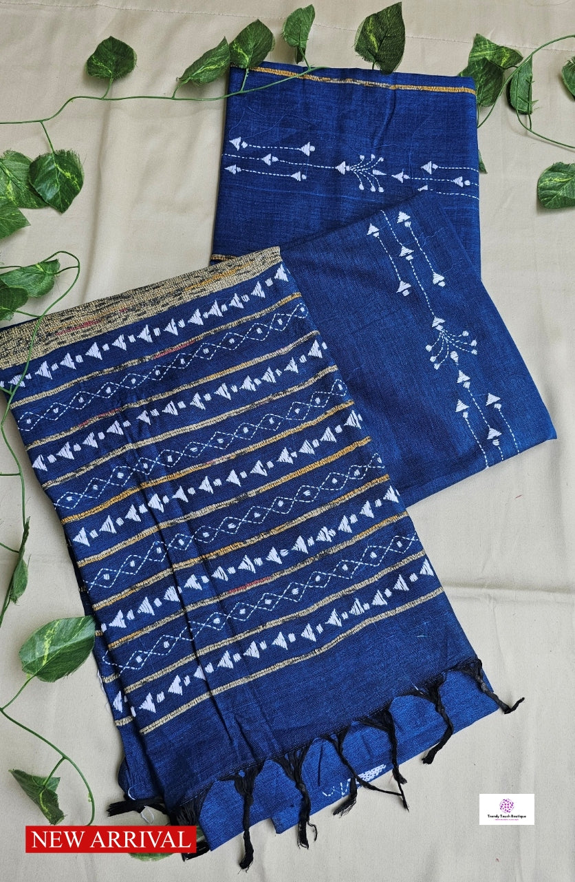 GAGAN - KANTHA STITCH - KHESH COTTON SAREE