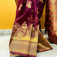 soft lightweight party wear organza banarasi silk saree maroon wedding reception saree bridal gift with blouse piece meenakari work on pallu