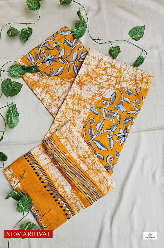 SHIKHA - KANTHA STITCH BATIK COTTON SAREE