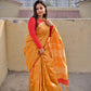 handloom summer wear saree haldi or special ocassion office wear, formal parties, yellow and red saree check saree best price with blouse piece