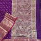 Kanjivaram styled violet color with copper zari work party wear special occasion saree for wedding function or bridal gift