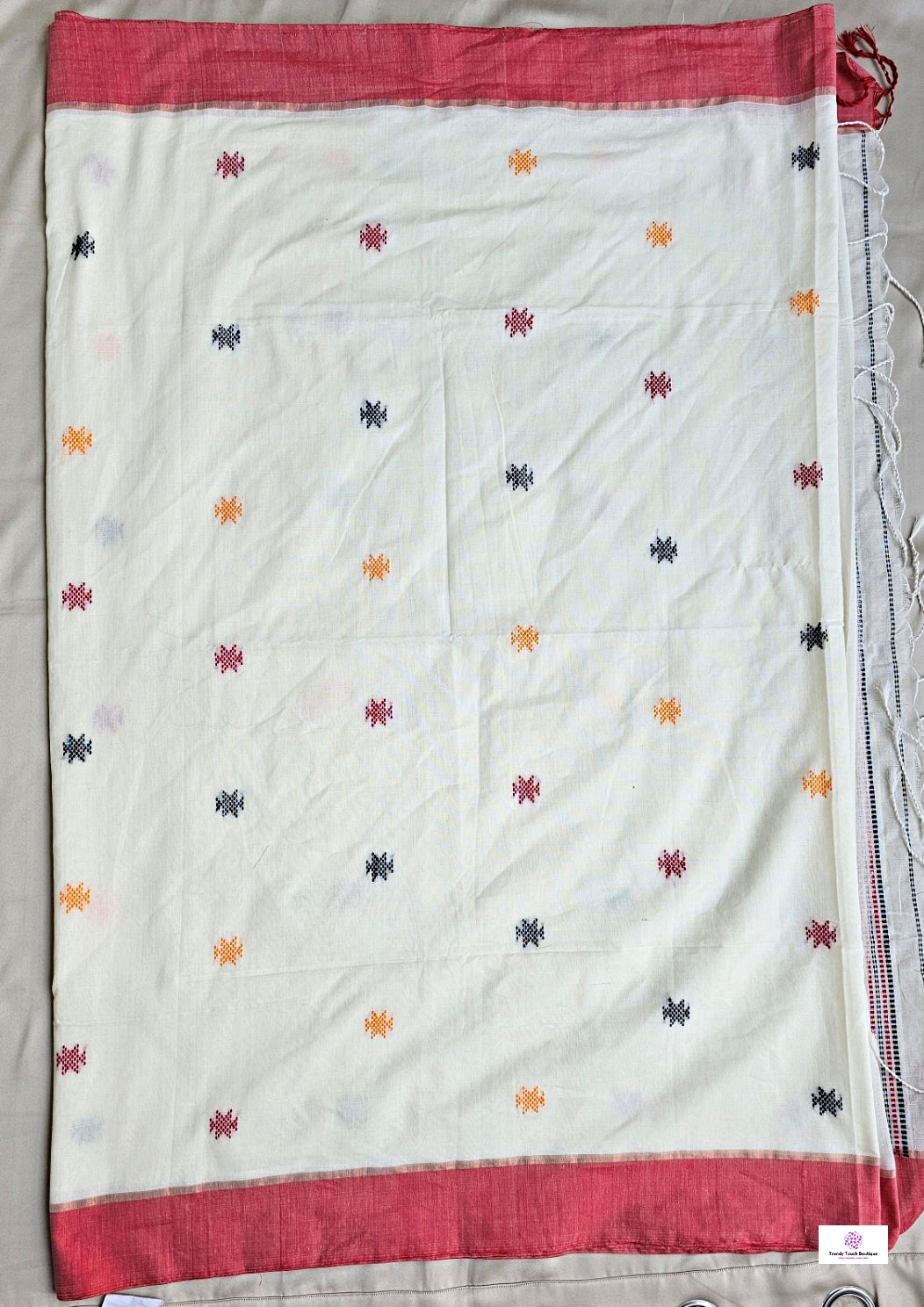 bengal cotton handloom saree floral design lightweight summer wear saree fabric with blouse piece best price white color office and casual wear
