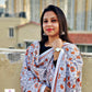 kantha handembroidered pure cotton designer statement dupatta for kurti styling in summer Holi sale best price white orange floral handcrafted