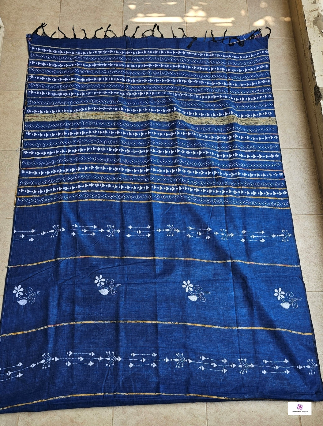 GAGAN - KANTHA STITCH - KHESH COTTON SAREE