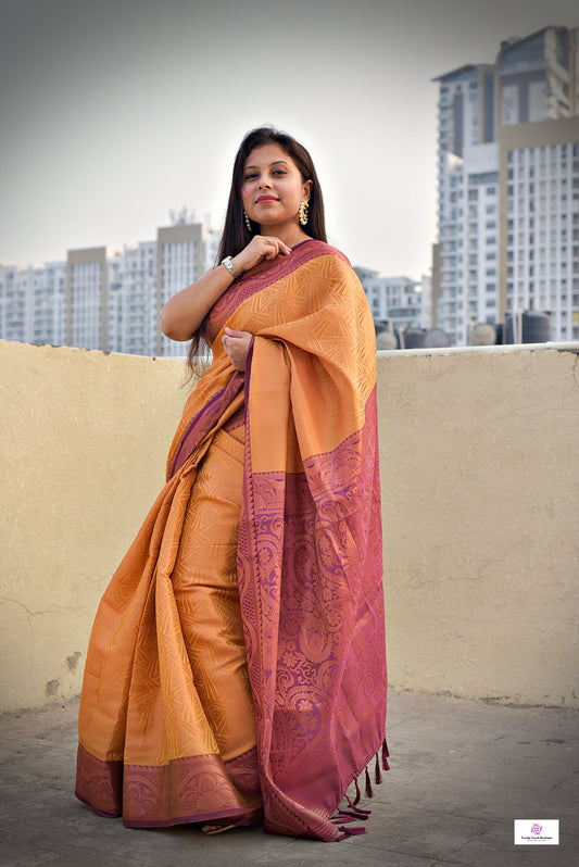 yellow color pattu silk saree for wedding soft silk saree online marriage function contrast brocade work with blouse piece kubera pattu silk saree soft silk