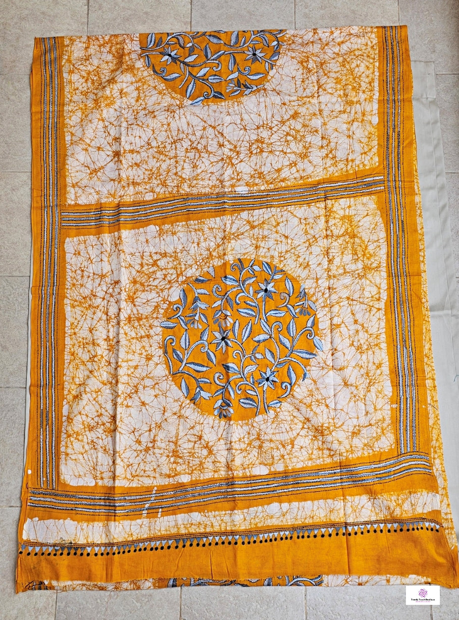 SHIKHA - KANTHA STITCH BATIK COTTON SAREE