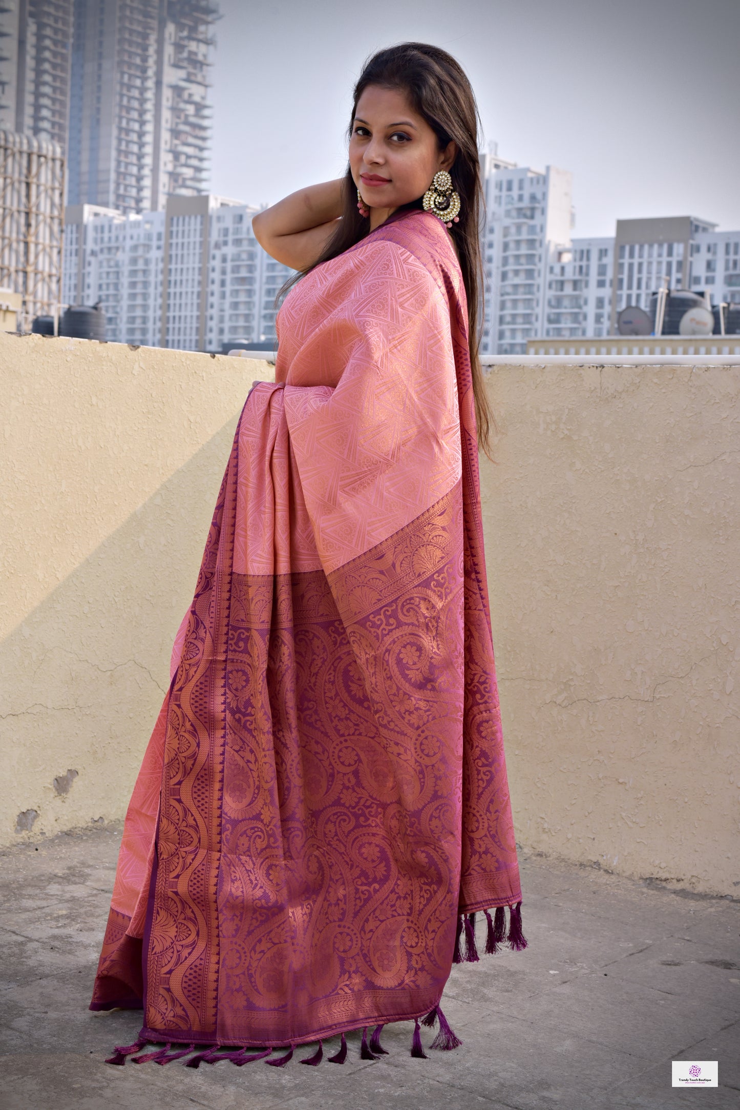 peach color pattu silk saree for wedding soft silk saree online marriage function contrast brocade work with blouse piece kubera pattu silk saree soft silk