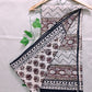handblock printed mulcotton bagru pattern beige red black small prints best summer fabric for office and casual styling best price with blouse piece