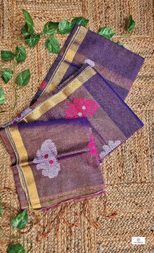 Lavender Mist - Jamdani Handloom - Tissue Linen Saree