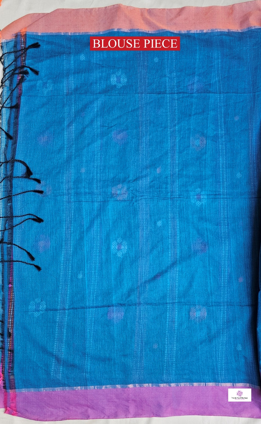 SARANG - BENGAL COTTON HANDLOOM SAREE (BLUE)