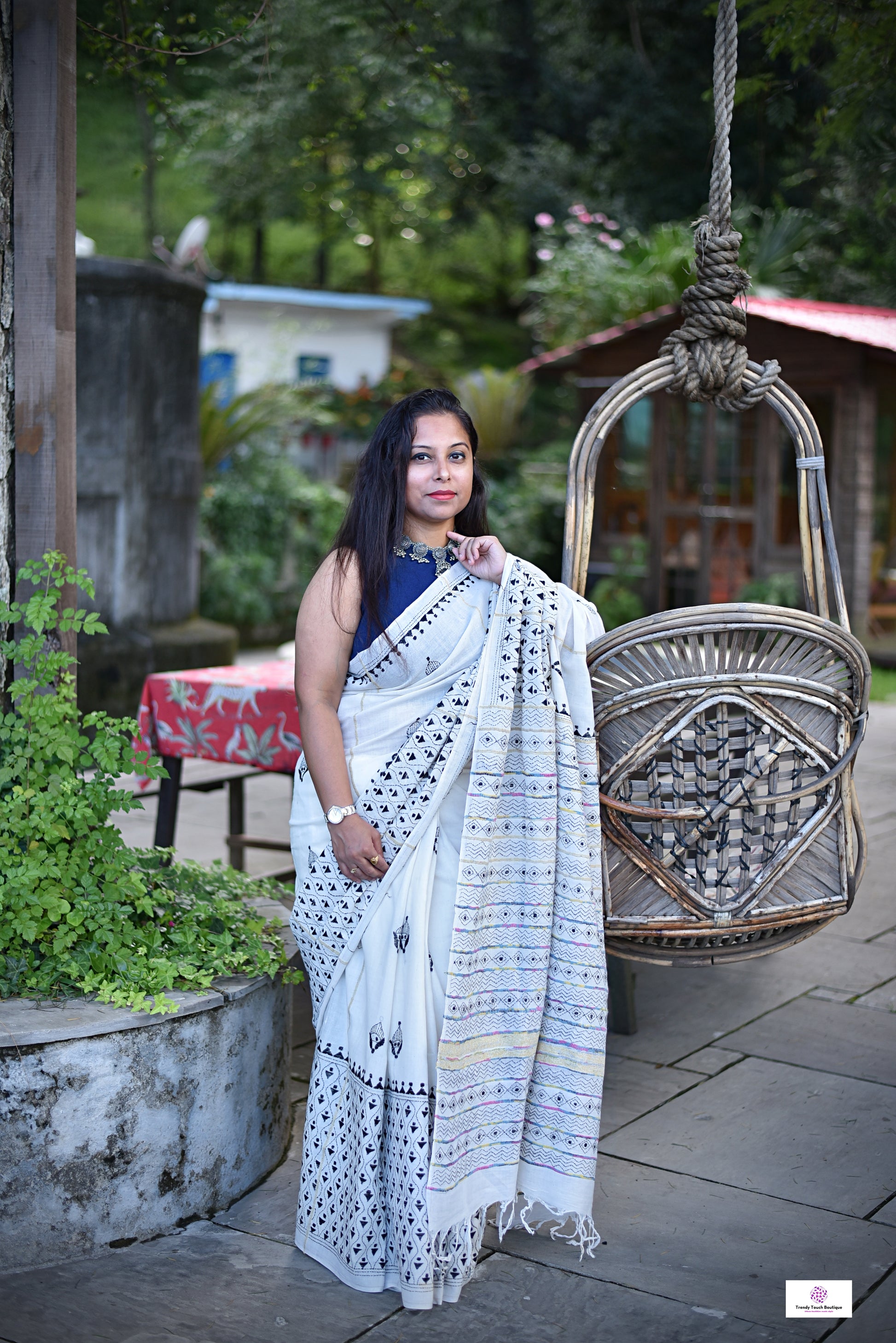 white black kantha work khesh cotton handloom saree for office and festive wear special ocassion with blouse piece and best price