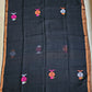 BIRDY - LINEN JAMDANI HANDLOOM SAREE (BLACK)