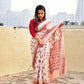 SAATHI - KANTHA WORK - TIE & DYE - DESIGNER LINEN SAREE