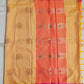 Muga cotton banarasi soft and lightweight puja, wedding and special ocassion casual wear saree yellow and pink with blouse piece best price
