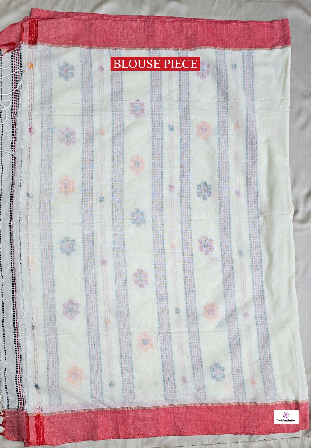 bengal cotton handloom saree floral design lightweight summer wear saree fabric with blouse piece best price white color office and casual wear