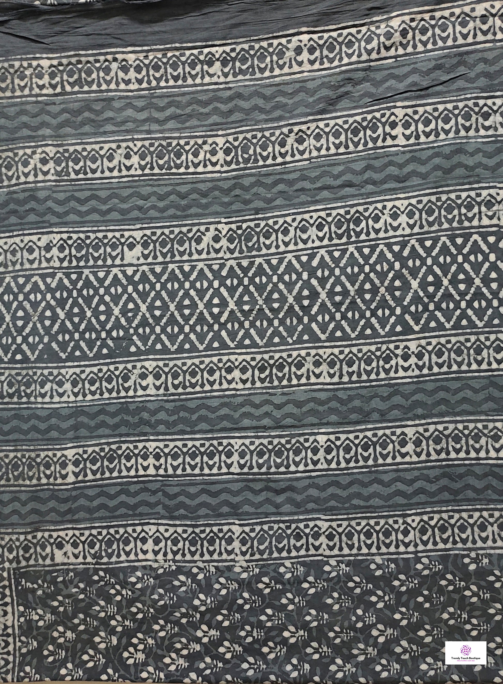 handblockprint mulcotton grey saree best summer fabric with blouse piece office and casual saree style best price