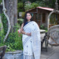 white black kantha work khesh cotton handloom saree for office and festive wear special ocassion with blouse piece and best price
