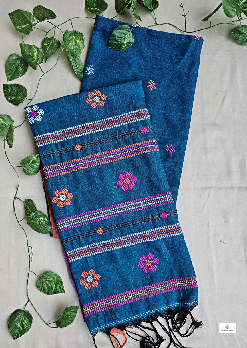 SARANG - BENGAL COTTON HANDLOOM SAREE (BLUE)