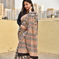 Handblock print mulcotton saree best summer fabric for office and casual styling with blouse piece black and ivory best price