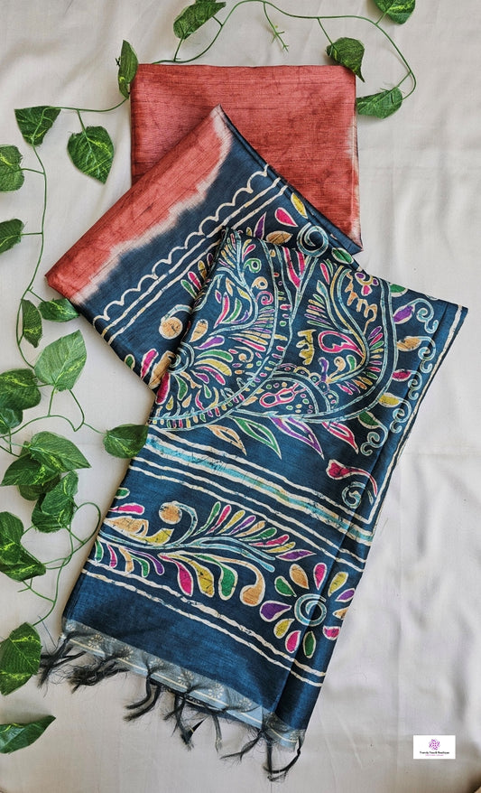 Ankana - Tuli Batik Print - Semi Tussar Silk Saree