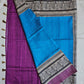 semi tussar silk madhubani and bisnupuri digital print blue and violet saree for regular wear and casual function office for women with blouse piece and best price